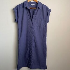 Kenar‎ Grayish-Blue Women's Linen Blend Polo Style Peasant Dress Size Small